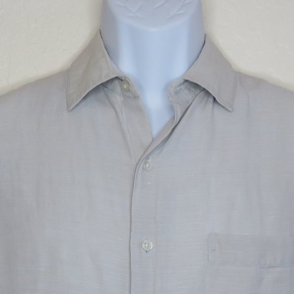 Tasso Elba* Men's Short‎ Sleeve Button Down Curved Hem Chest Pocket Shirt~ Large - Picture 9 of 10